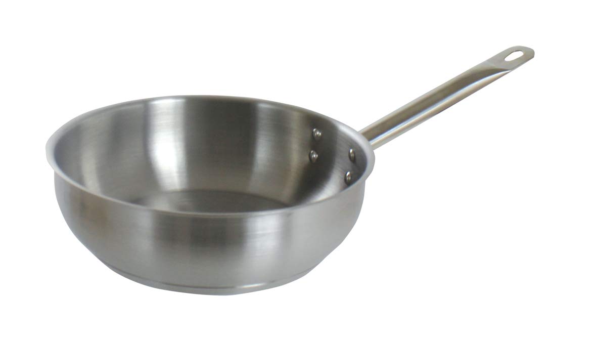 Commichef Plus Superior Blend Stainless Steel Sauté Pan without Lid, Strong Corrosion Resistance, 24cm, Silver