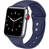 ATUP Sport Band Compatible with Apple Watch Band 38mm 40mm 42mm 44mm Women Men, Soft Silicone Replacement Bands for iWatch Apple Watch Series 4, Series 3, Series 2, Series 1 (Navy Blue, 42mm/44mm-M/L)