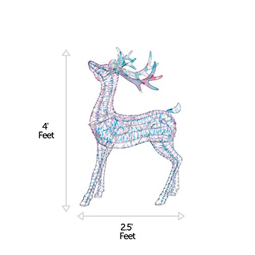 NOMA 4 Ft. PreLit Iridescent Twinkling Light Up Reindeer Christmas