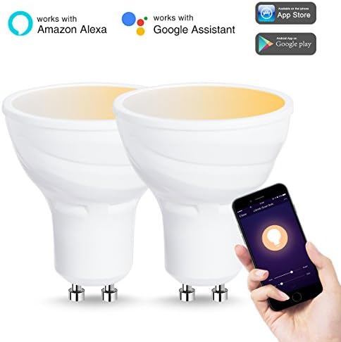 LOHAS Dimmable GU10 50W Halogen Bulb Equivalent, Smart WiFi Control LED, White Ambiance Sport Light(Warm to Cool White), GU10 Base Track Lighting Compatible with Alexa and Google Assistant-2Pack