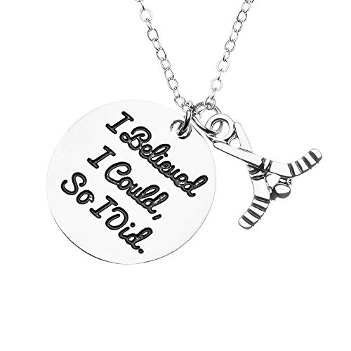 Sportybella Hockey Charm Necklace, I Believed I Could So I Did Jewelry, Gift for Female Hockey Players