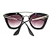 Womens Squared Double Metal Bridge Thick Plastic Cat Eye Sunglasses Black
