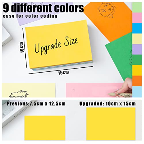 Koogel Flash Cards, A6 Revision Cards 9 Colours Index Cards 150 x 100mm（6x4