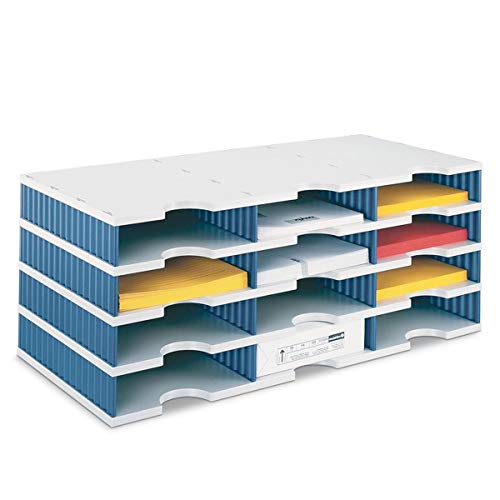 Ultimate Office TierDrop Literature Organizer/Forms Sorter, 12-Compartments with Optional Add-On Tiers for Easy Expansion, Gray w/Blue