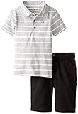 Calvin Klein Little Boys' Light-Gray Striped Polo Top with Short