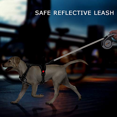 Petacc Retractable Dog Leash, Reuse Design, 360° Tangle Free, Heavy Duty Pet Walking Leash for Medium Dogs,16ft Strong Reflective Nylon Tape, One-Handed Brake, Pause, Lock(Grey, Medium) - Thumbnail 2