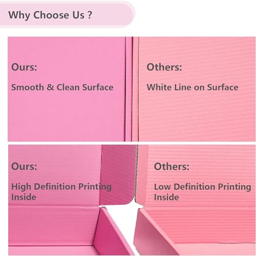 Small Shipping Boxes, 6x6x2 Inches 25 Pack Pink Corrugated Cardboard Mailing Box for Small Business, Cute Tab Locking Literature Mailer for Packing Jewelry Ornament Gift Craft Packaging Supplier