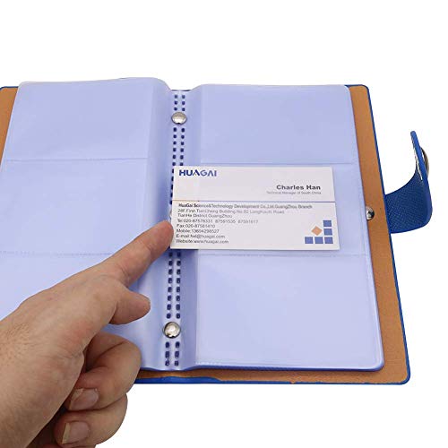 LOYMR 300 Cards PU Leather Business Name Card Books Office Business Card Holder Credit Cards Organizer (Blue) - Thumbnail 2
