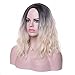 Rosa Star Short Wavy Synthetic Hair Wigs for Women Ombre Hair Wig Synthetic Heat Resistant Cosplay Fiber Hair Wigs Blond Color (1t/613#)