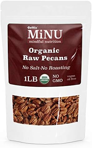 MiNU Raw Certified USDA Organic Pecans, #1 Keto Paleo Snack, 16 oz (1 lb), In Shell, Unsalted, MiNU Mindful Nutrition, Superfood, Protein, Vegan, NonGMO, Gluten Free gomix