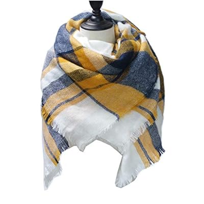 Women's Plaid Blanket Spring Scarf Fashion Long Shawl Chunky Grid Winter Warm Lattice Large Scarf