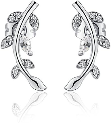 White Gold Austrian Crystals Willow Branch Stud Earrings
