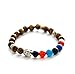 Gems of Peace - Tiger Eye Beaded Om Buddha Protection Bead Bracelet w/Flax Pouch & Lucky Red String Beaded Bracelets For Women Or Men Perfect Tigers Eye Prayer Beads