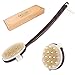 Dry Skin Body Brush - 2 Pcs Detachable Natural Bristle Bath Brush with Slip-Proof Long Wooden Handle, Back Brush Scrubber for Cellulite, Exfoliate, Removing Dead Skin, Perfect Gift for Women