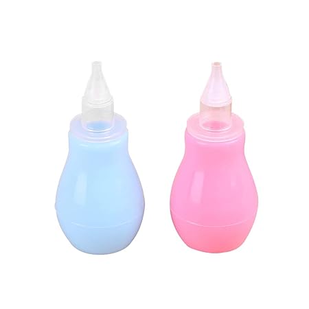 Healifty 2 pcs Nasensauger Baby Silikon Nasenputzer manuell Nasenreiniger für Baby (Blau und Rosa)