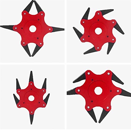Outdoor Trimmer Head 6 Steel Blades Razor Lawn Mower Grass Weed Eater Brush Cutter Lawn Mower Sharpener Tool Replacement Parts (Red) - Thumbnail 3