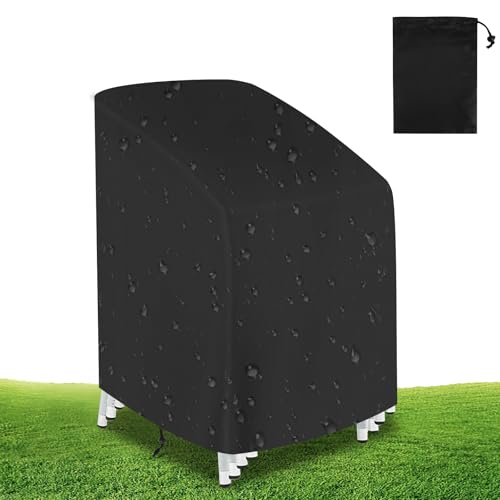 Stackable Garden Chair Covers Outdoor Garden Chair Cover 210D Waterproof Anti-UV Cold Resistant | Black