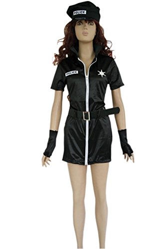 Sexy Cop Costume - Sexy Police Uniform Officer Adult Zip Cop Costume includes Hat,Handcuffs,Gloves