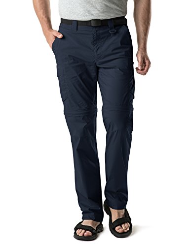 CQR Men’s Convertible Pants Zipp Off Stretch Durable UPF 50+ Quick Dry Cargo Shorts Trousers, Convertible Cargo with Belt(txp403) – Navy, 40W/32L