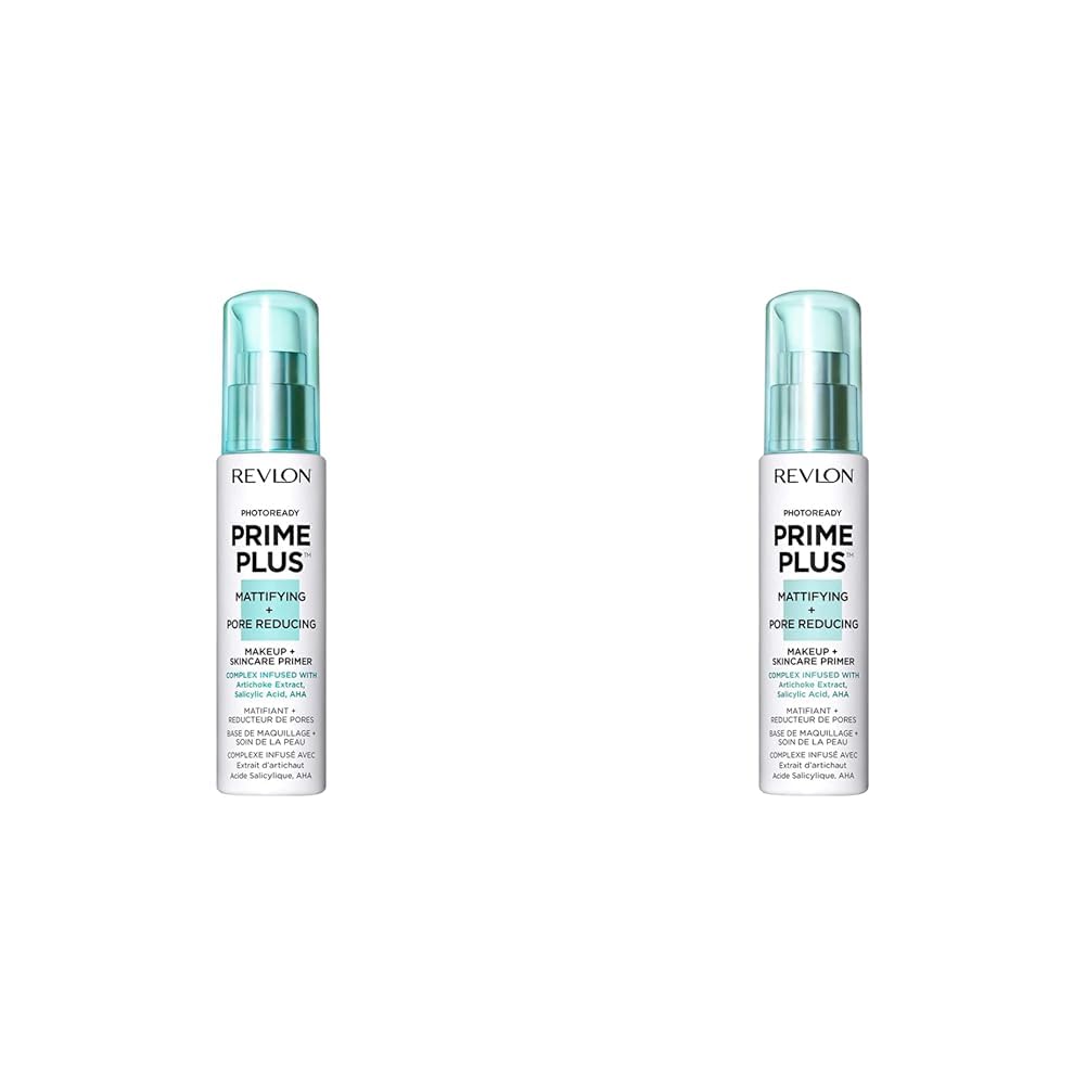 Revlon Prime Plus Makeup & Skincare Primer, Mattifying and Pore Reducing with Salicylic Acid and AHA, 30ml (Pack of 2)