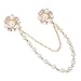 Fenni CZ Crystal Rose Daisy Pearl Flower Brooch Collar Pins Sweater Cardigan Clips with Pearl Chain (GoldFlowerPin)