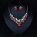 Hamer Women's Red Cherry Prom Wedding Jewelry Sets for Brides Statement Necklace and Earrings Costume Jewelry for Women