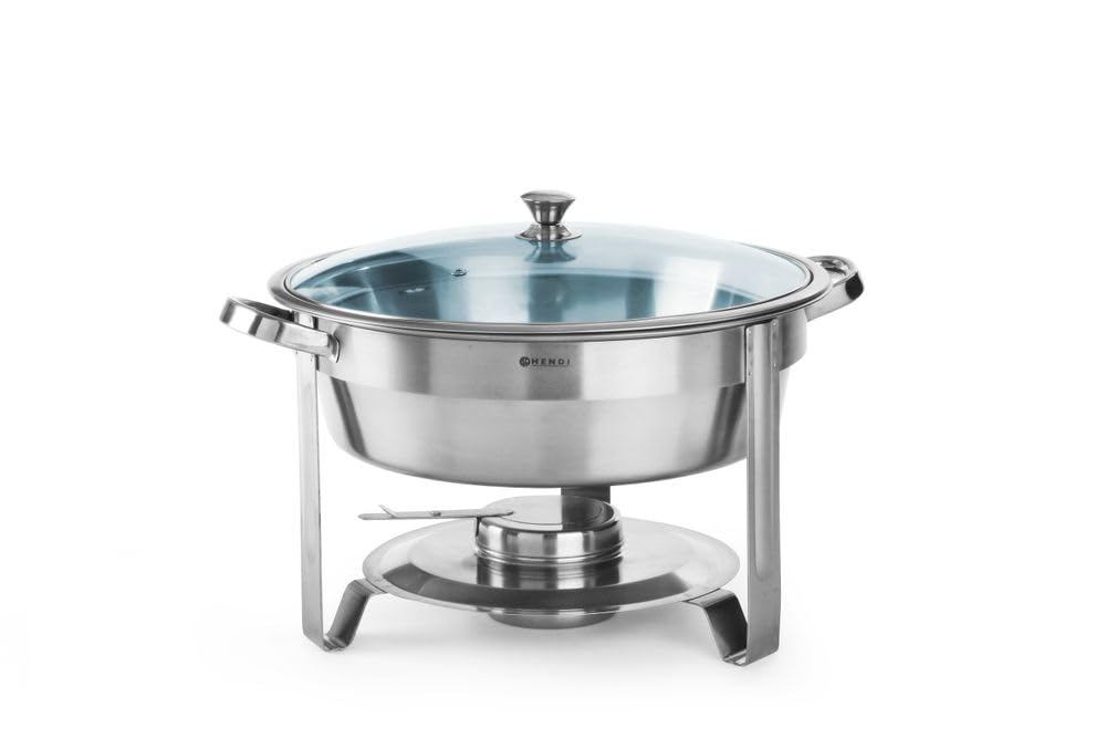 HENDI 470619 Chafing dish, round, 390 x (H) 270 mm, 3.5 Litre, Silver