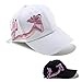 Women Cotton/Embroidered Caps Butterfly Hat Baseball Sport Golf Adjustable Sun Hat Baseball Running Cap Sunhat (Pink Panther White)