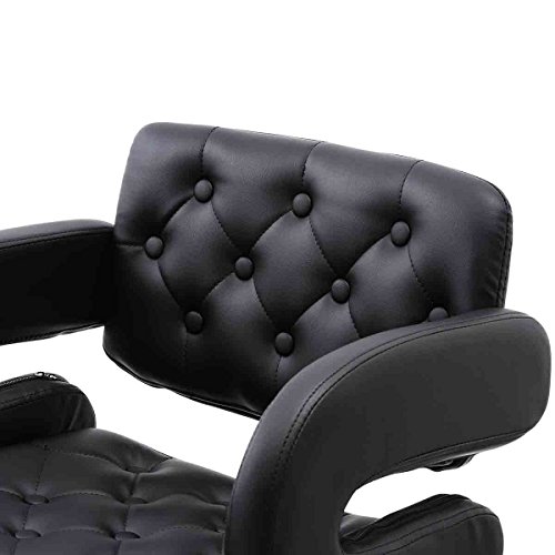 Bar Stool, GentleShower Set of 2 PU Leather Swivel Pub Chair Adjustable Height Barstools with Armrest Hydraulic,Footrest for kitchen, home, bars, office etc Black