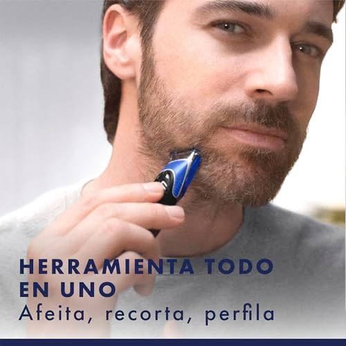 Aparador All-In-1: Apara, Raspa e Perfila Com Precisão o Rosto e o Corpo, Resistente à Água, Aparador de Cabelo Masculino 4 Em 1 Com 3 Pentes e 1 Recarga Gillette Proglide