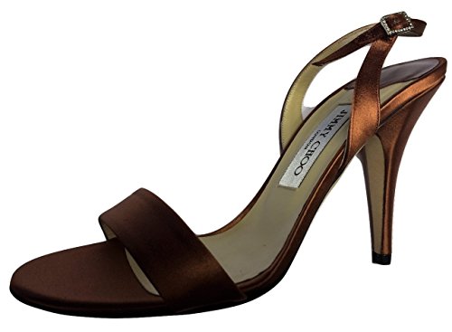 Jimmy Choo”AEON” Satin & Leather Copper Stiletto Sandal’s ~ Size 6.5 (Euro 40)