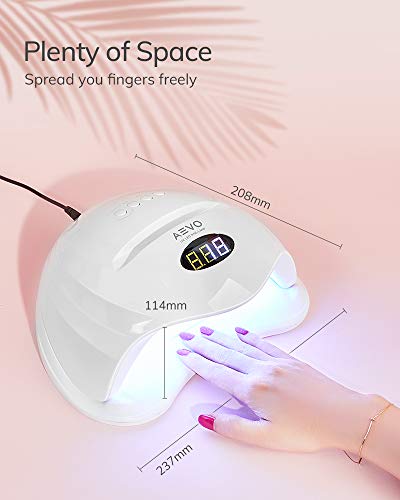 AEVO UV LED Nail Lamp, 48W Dual LED UV Lights for Curing Nail Polish Fast, Nail Dryer Light [Fast Drying] [Automatic Sensor & Digital Display] [5 Modes] [Professional Salon at Home]
