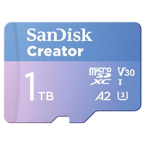 SANDISK Creator Carta microSDXC UHS-I 128 GB + Adapter (Per Smartphone, Action Camera e Droni, 5,3K i 4K, A2, C10, V30, U3, fino a 190 MB/s, 3 mesi di Adobe Lightroom inclusi)