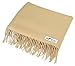 100% Cashmere Wrap Shawl Stole Grande 4-ply Travel Wrap (Wheat)