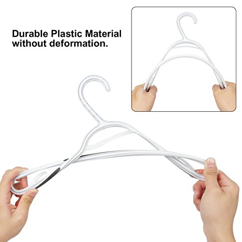 TIMMY Plastic Hangers 40 Pack Heavy Duty Clothes Hangers with Built-in Grip Non-Slip Pads Space Saving Super Lightweight Organizer for Closet Wardrobe,Perfect for Blouses Shirts and More(White&Grey) - Thumbnail 2