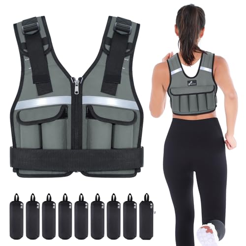 Sportneer Verstellbare Gewichtsweste 0,9-8kg, 9-in-1 Schnell Verstellbare Laufweste für Männer und Frauen, Krafttraining, Calisthenics und Gym, Hochwertige Weig