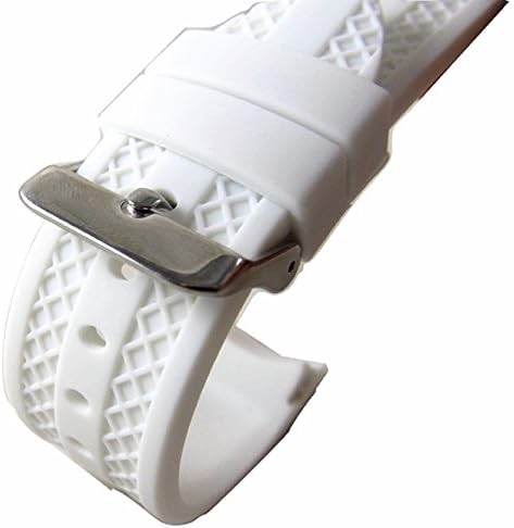 22mm White Rubber Curved End Diver Chrono Sport Watch Band Strap Fits Nautica n14537 n14555 n16568 n14524 n18637 n17003 n13024 n17582 n12629 n19557 a18669 n20104 n18638