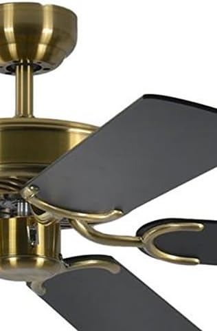 Potkuri 52 inch / 132 cm Ceiling Fan without Lights in Antique Brass with Pull Cord and Blades Black, Black/Black Striped - Image 4