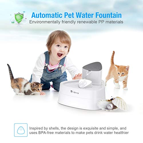 isYoung Cat Water Fountain, 101oz/3L LED Automatic Pet Water Fountain, Ultra Quiet Pet Water Dispenser with Adjustable Water Flow and Activated Carbon Filter for Dogs, Cats, and Small Animals