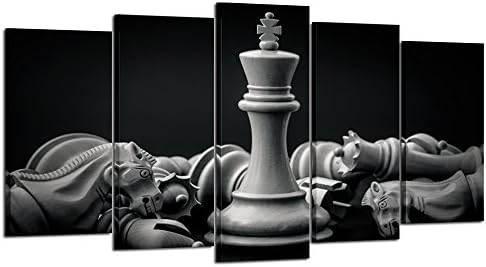 Kreative Arts – Black and White King and Knight of Chess Setup on Canvas Wall Art Paintings 5 Pieces Pictures Prints Poster Art Artworks for For Living Room Wall Decor (Large Size 60x32inch) Kreative Arts – Black and White King and Knight of Chess Setup on Canvas Wall Art Paintings 5 Pieces Pictures Prints Poster Art Artworks for For Living Room Wall Decor (Large Size 60x32inch)