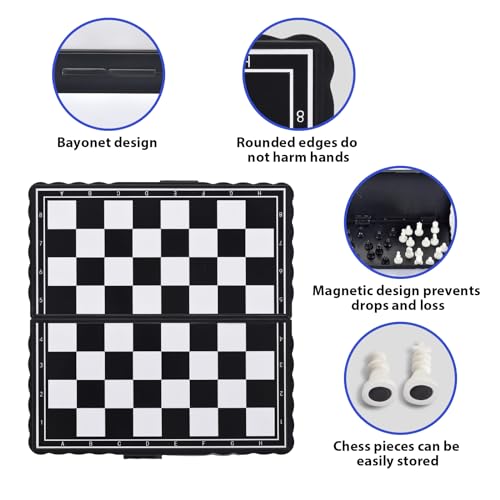 8-in-1 Mini Magnetic Chess Game Set with Portable Folding Magnet Board Pocket Games, Family Trips Camping Activities Party Games for Kids and Adults