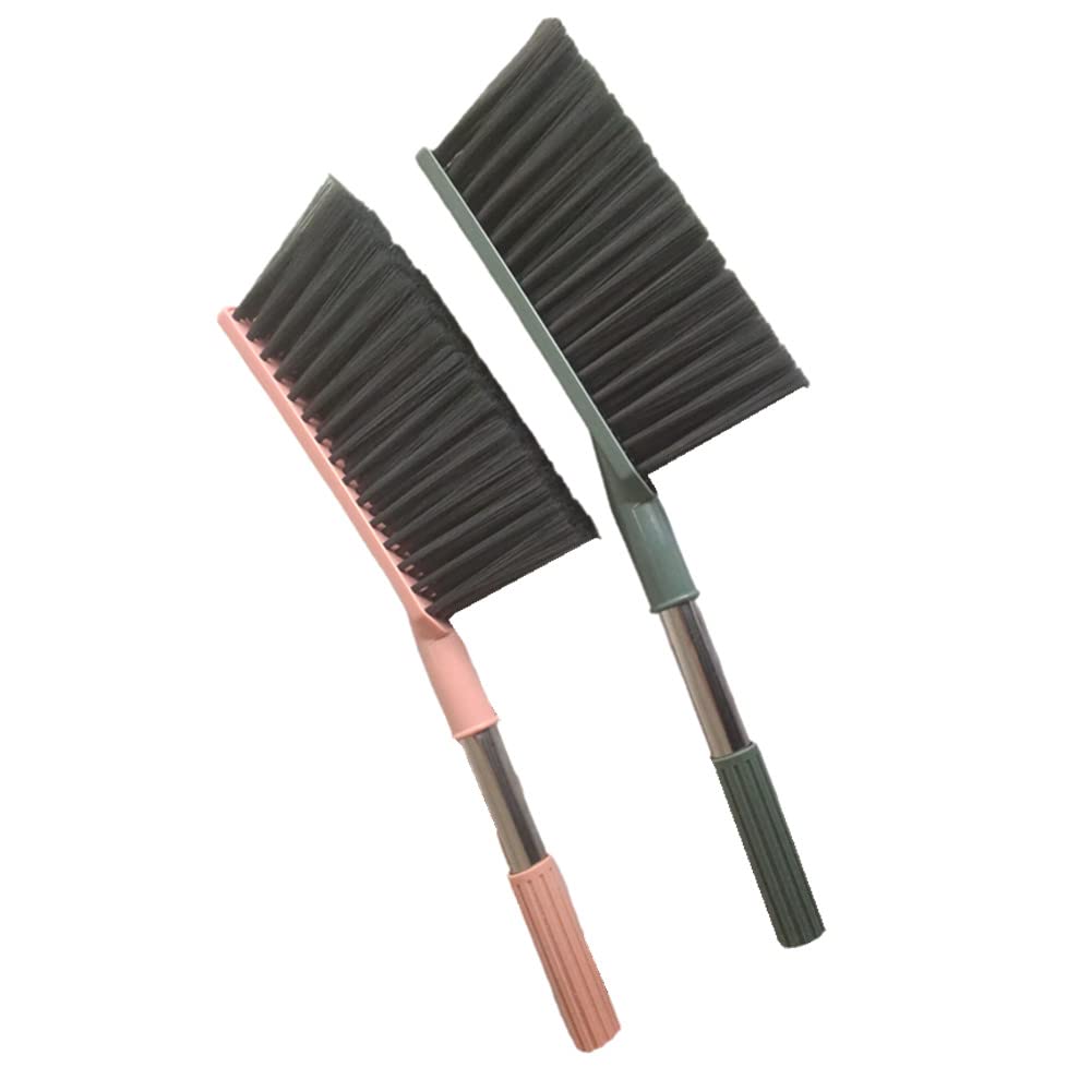 Photo 1 of 2 Pack Soft Bristle Bed Sheets Sweeping Cleaning Brush with Long Hand, Counter Duster for Debris Hair Remover Desk Quilt Sofa Furniture (Pink Green)