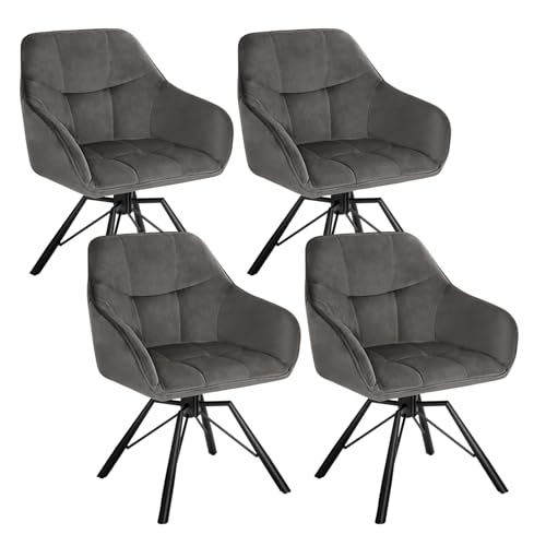 WOLTU Drehbare Esszimmerstühle 4er Set, Küchenstühle mit Armlehen