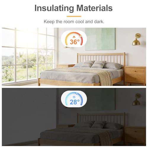 Edonkvi Blackout Window, Blackout Curtain, No Drilling, Linen Fabric Anti Heat Blackout Blind, Can Be Cut Out Thermal Roller Blind by the Metre for Travel, Bedroom, Office, Roof Sun, Window, Home