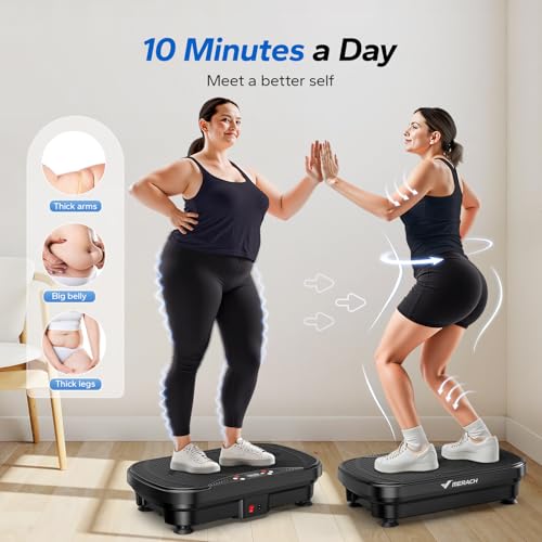 MERACH Vibration Plate Exercise Machine, Vibration Plate Lymphatic Drainage, Vibrating Plate Exercise Machine with Bluetooth and LED Display, Workout Equipment for Women Men Home