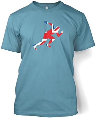 Union Jack Runner Mens T-shirt - Stone Blue XX-Large (50/52" Chest)
