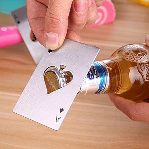 Airoads Ace Of Spades Bottle Opener Credit Card Size Pocker Cap Opener Portable Stainless Steel Can Opener (2 Pack Black & Silver)