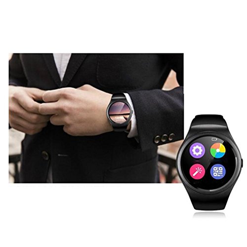 L@YC New Intelligent Circular Screen Watch Support SIM Card TF Card Waterproof Heart Rate Monitoring Smart Watch, Gold