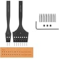 WUTA Leather Stitching Punch, 3nd Removable Leather Punch Tool, Professional Working Hand Tool Set for DIY Leather Craft（5mm- 2+7 Hole）