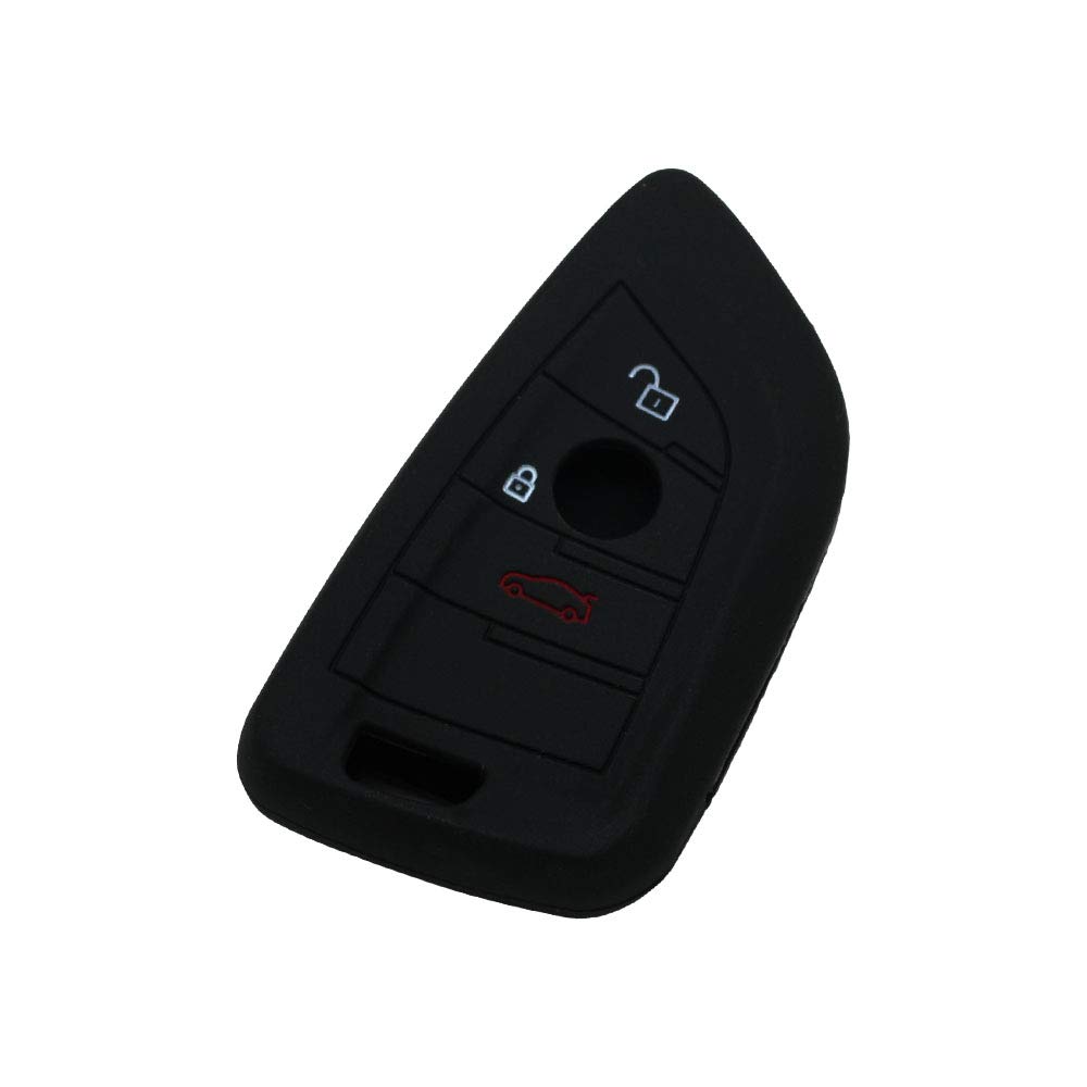 BROVACS Silicone Cover Protector Case Holder Skin Jacket Compatible with BMW X5 X6 X1 5 7 Series 3 Button Smart Remote Key Fob CV9906 Black